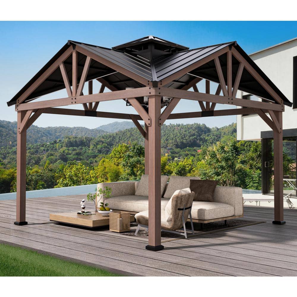 12' x 12' Cedar Wood Gazebo with Metal Roof