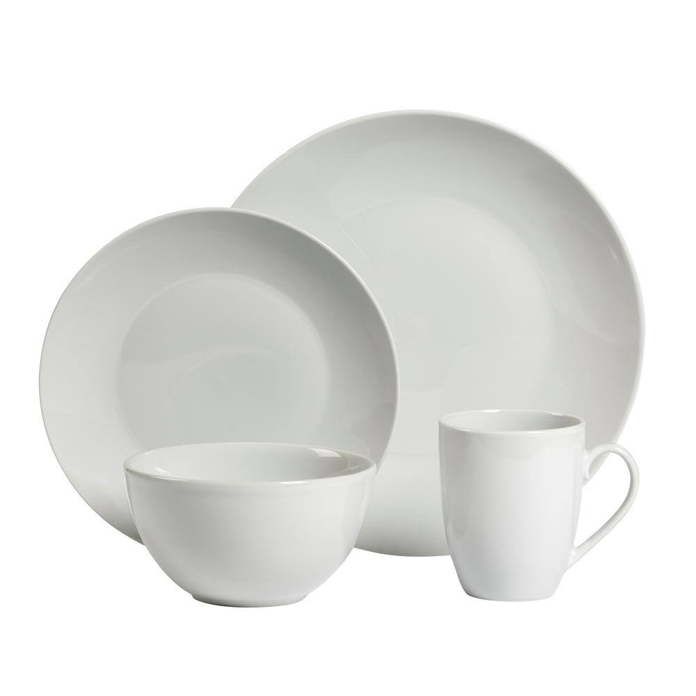 White Porcelain 16-Piece Round Dinnerware Set