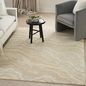 Graceful Beige 4 ft. x 6 ft. Abstract Contemporary Area Rug