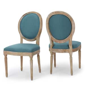 Cassandra Dark Teal Fabric Distressed Dining Chair (Set of 2)