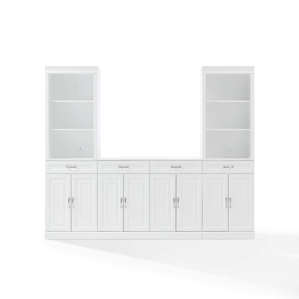 78" White MDF Sideboard and Storage Bookcase Set