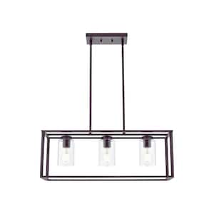 29.5 in. W 3-Light Dining Room Chandelier Over Table Modern Kitchen Lights Rectangle Pendant Lights, E26, No Bulbs