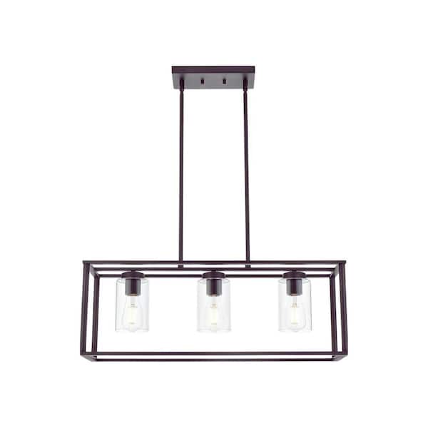 Sunpez 29.5 in. W 3-Light Dining Room Chandelier Over Table Modern Kitchen Lights Rectangle ...