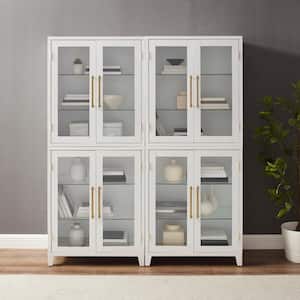 Roarke White 60 in. Engineered Wood 2-Piece Pantry Cabinet with Glass Door