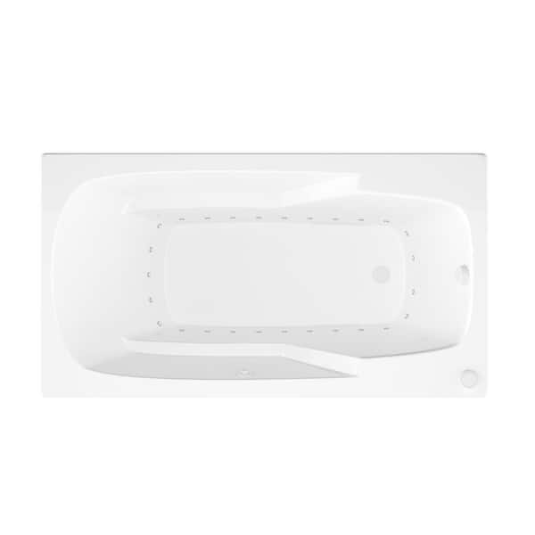 Coral Series 71 in. x 42 in. Rectangular Air Bathtub with Right Side Drain and Aromatherapy in Glossy Smooth White