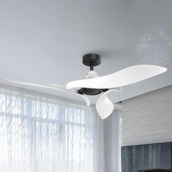 54 in. Indoor Matte Black Downrod Mount Ceiling Fan with Remote Control and Reversible DC Motor