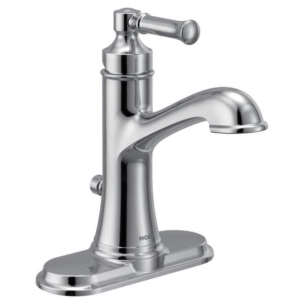 MOEN Dartmoor 1-Handle 1-Hole Bathroom Faucet with Drain Kit Included in Chrome