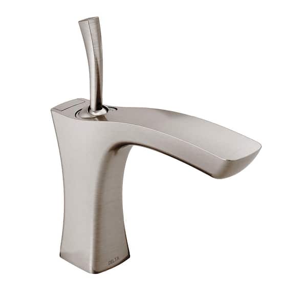 Delta Tesla Single Hole Single-Handle Bathroom Faucet with Metal Drain Assembly in Stainless