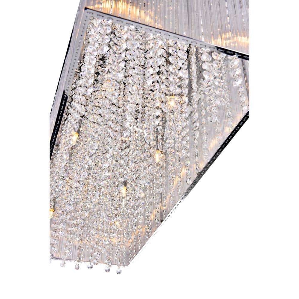 Spring Morning Chrome Drum Shade Chandelier with Crystal Beads