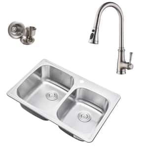 Stainless Steel Drop-in Top Mount Kitchen Sink Basin 18 Gauge With Faucet Hole 