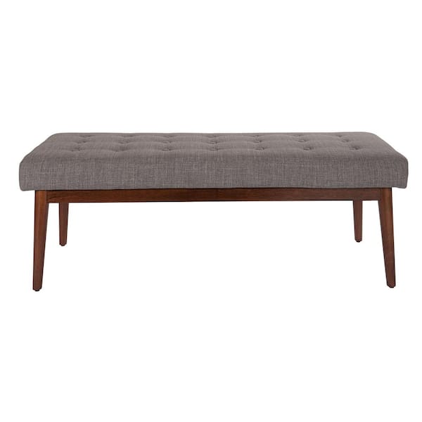 OSP Home Furnishings West Park Cement Fabric with Coffeeed Legs Bench