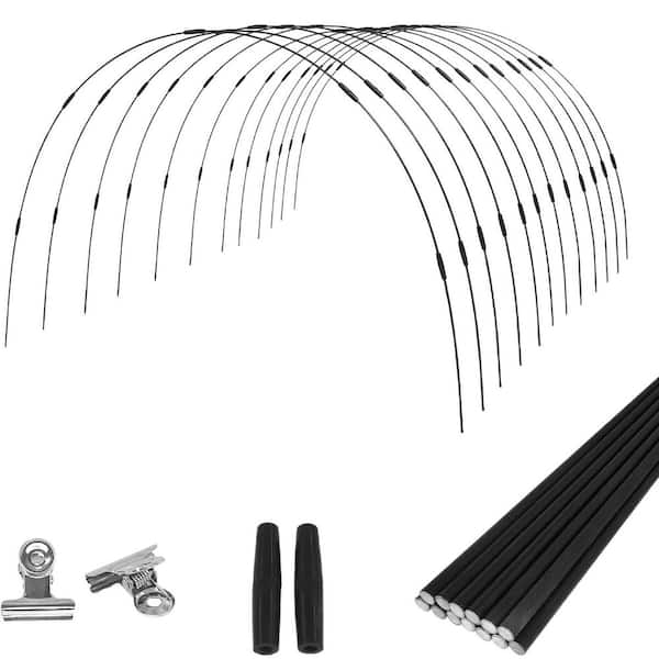 72-Pieces Garden Hoops Grow Tunnel Kit 8 ft. Rust-Free Fiberglass Arches with Plastics Coating
