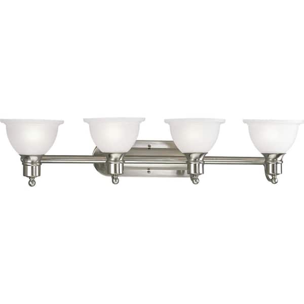 Progress Lighting Madison Collection 37-1/2 in. 4-Light Brushed Nickel Etched Glass Traditional Bath Vanity Light