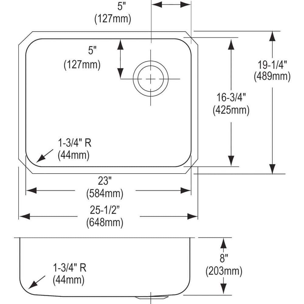 Lustertone Classic Stainless Steel Single Bowl Undermount Sink