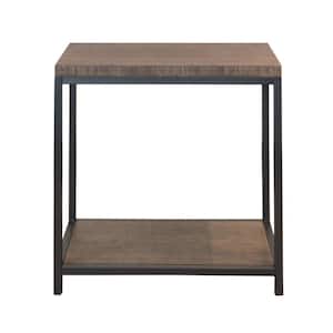 13 in. Brushed Brown 22 in. Rectangle Bamboo Wood Recliner Table with Steel Frame and Lower Shelf