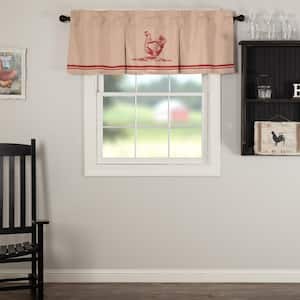 Sawyer Mill Chicken 60 in. L x 20 in. W Pleated Cotton Valance in Country Red Khaki