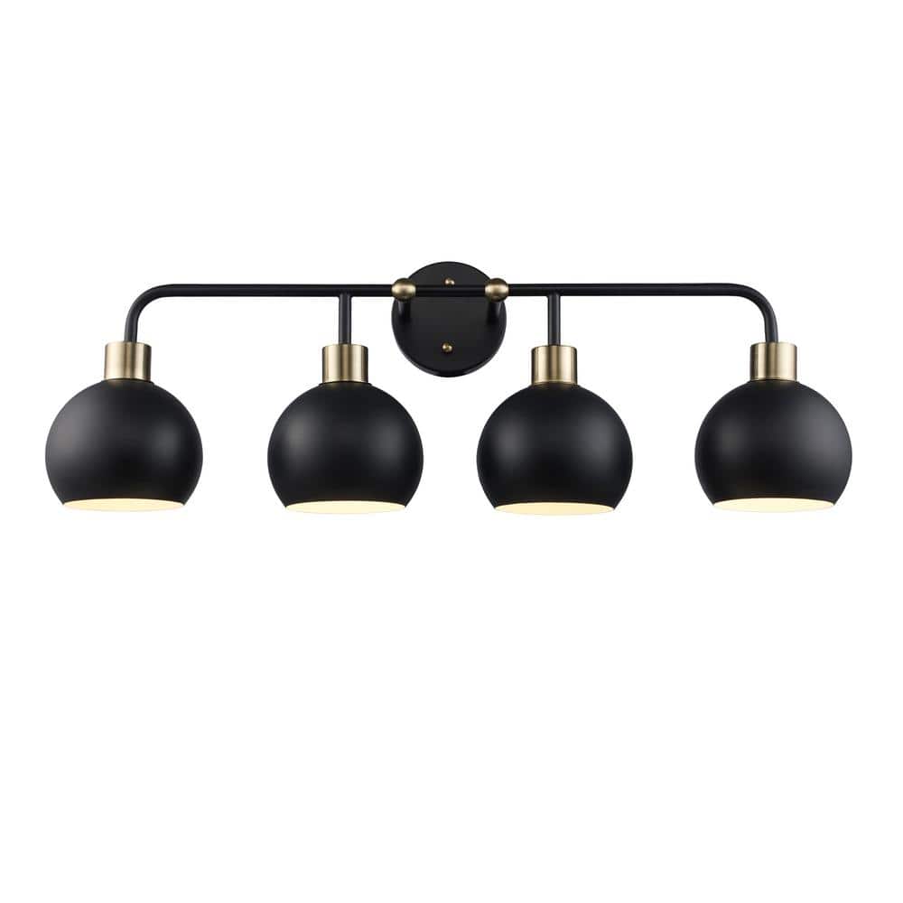 Bel Air Lighting Indigo 30 in. 4Light Black and Gold Bathroom Vanity