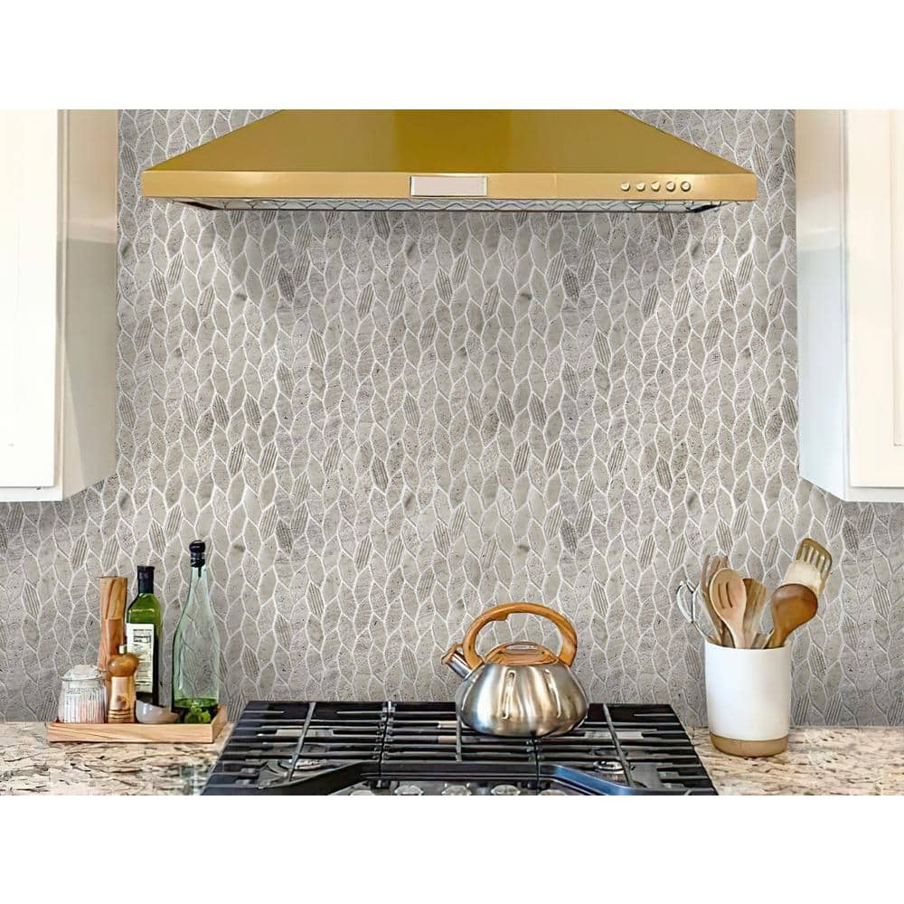 Wooden Gray Leaf Polished Marble Mosaic Wall and Floor Tile