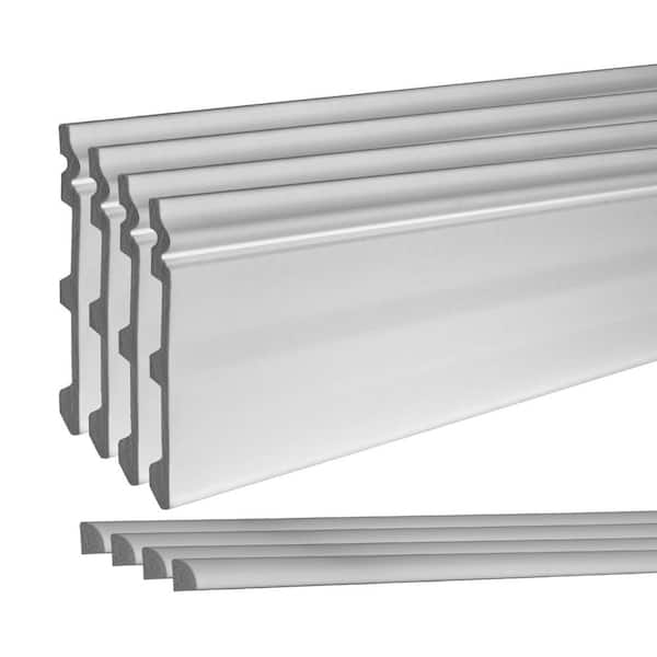 American Pro Decor 5/8 in. D x 7-3/4 in. W x 96 in. L Unfinished Recycled Polystyrene Baseboard Moulding Kit (4-Pack)
