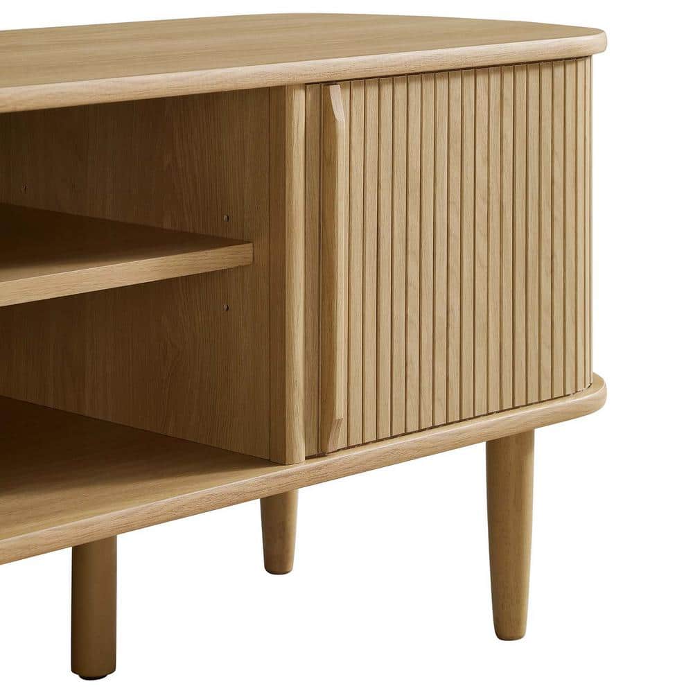 Contour Oak 55" Mid-Century Modern TV Stand with Cabinets