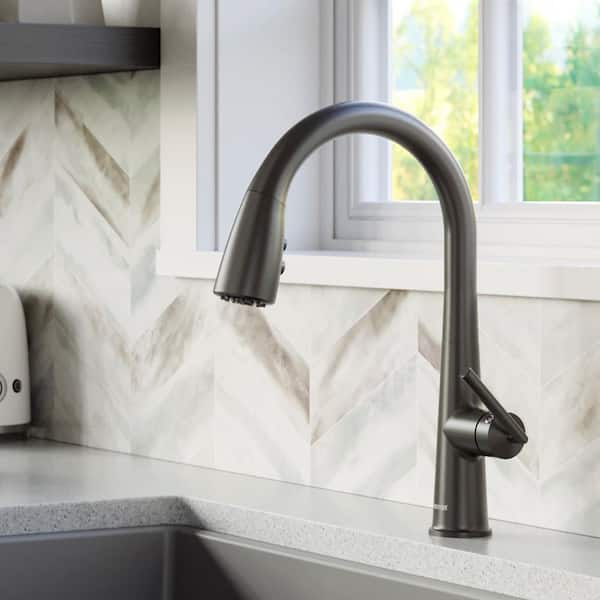 Kentland Single Handle Pull Down Sprayer Kitchen Faucet in Gunmetal Grey