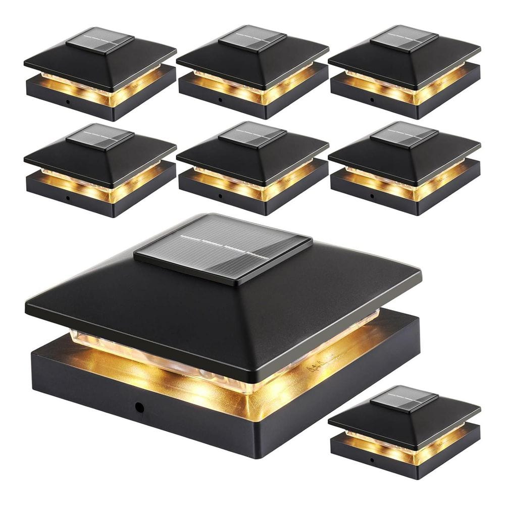 8 Pack Black Waterproof Solar Deck Fence Post Lights for 4 x 4 Wood Vinyl Posts Bright Warm White Outdoor Lighting price history on PriceWatchPro