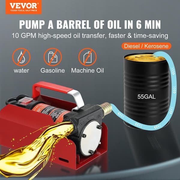 VEVOR Diesel Fuel Transfer Pump Kit 10 GPM PET Self-Priming