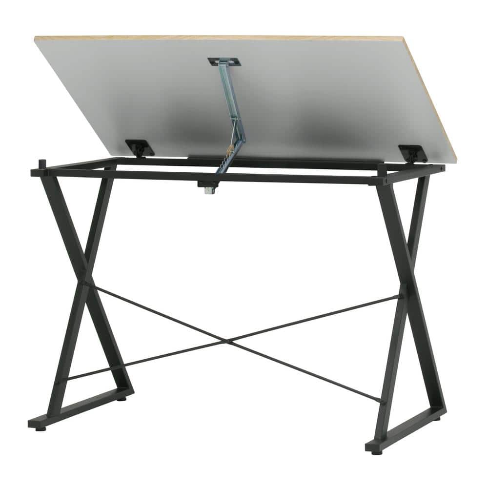 Ashwood and Charcoal Adjustable Drawing Table with Steel Frame