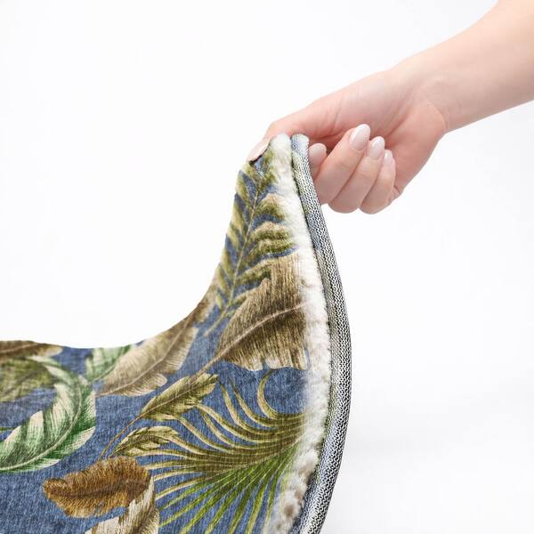 Dream Shag Premium Machine Washable Abstract ADS196 Blue 8 ft. x 8 ft. Round Rug