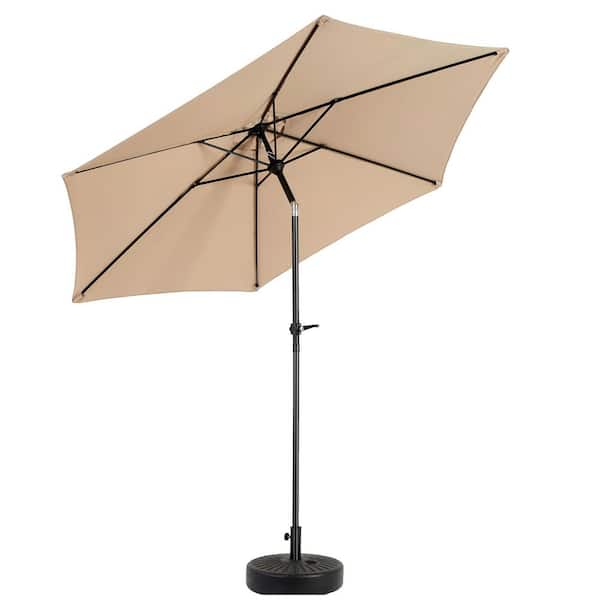 Tenleaf 9 ft. Metal Tiltable Market Patio Umbrella in Khaki (Base Not Included)