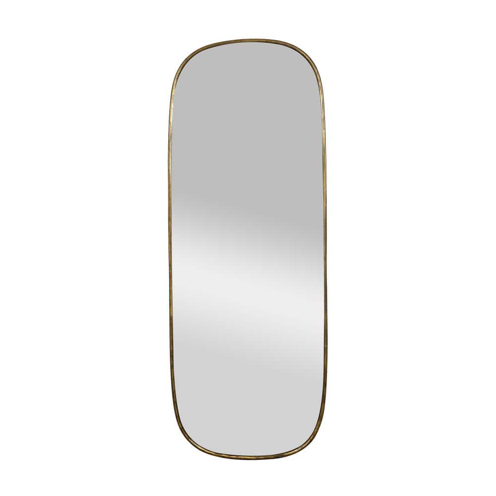 18 in. W x 48 in. H Oval Metal Iron Framed Wall Bathroom Vanity Mirror Decorative Mirror in Gold