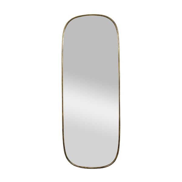 Unbranded 18 in. W x 48 in. H Oval Metal Iron Framed Wall Bathroom Vanity Mirror Decorative Mirror in Gold