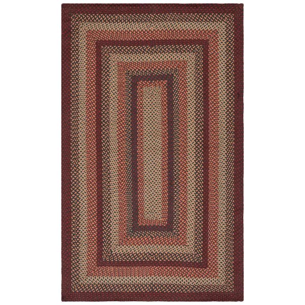 SAFAVIEH Braided Brown/Rust 5 ft. x 8 ft. Striped Border Area Rug