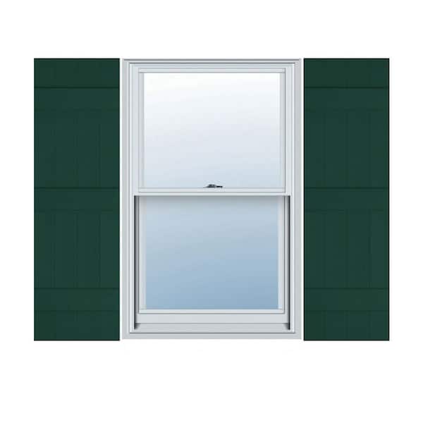 Ekena Millwork 14 in. x 57 in. Lifetime Vinyl TailorMade Four Board Joined Board and Batten Shutters Pair Midnight Green