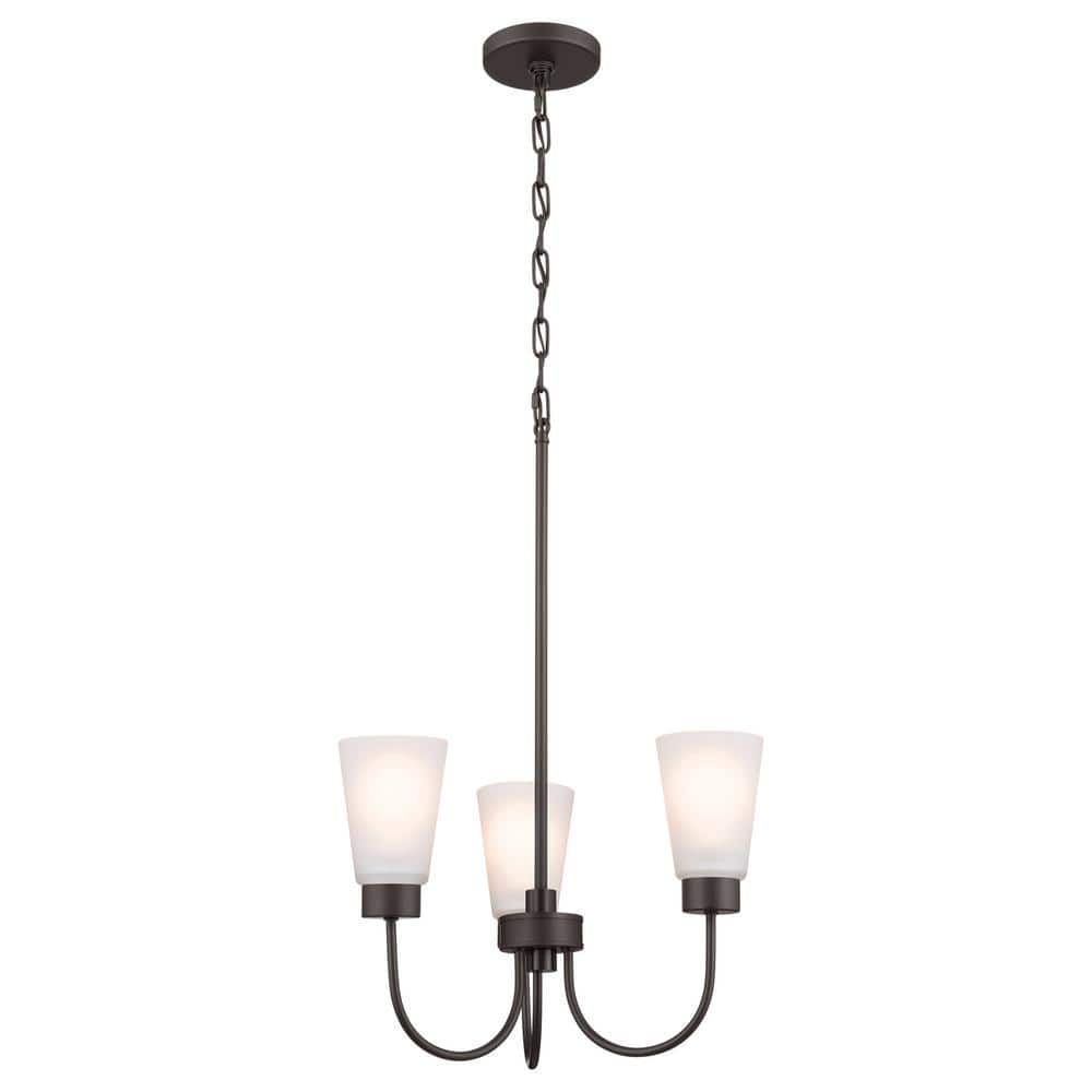 Erma 18" Olde Bronze Traditional Chandelier with White Glass Shades