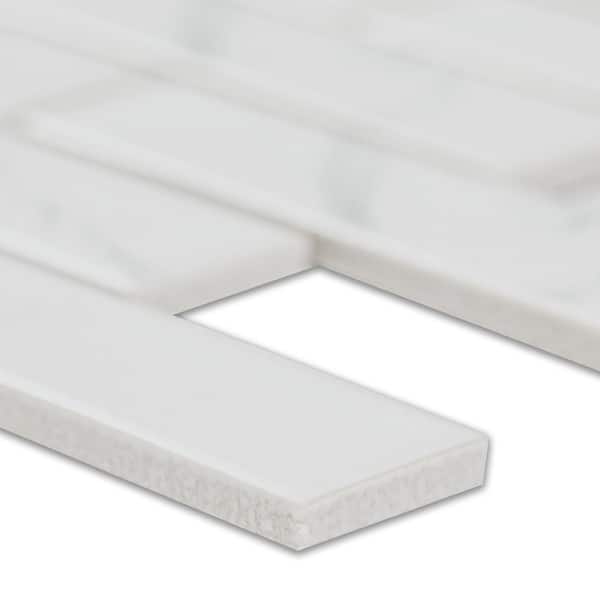 MSI - Carrara Subway 12 in. x 12 in. x 0.24 in. Matte Porcelain Mesh-Mounted Mosaic Floor and Wall Tile (0.98 sq. ft./Each)