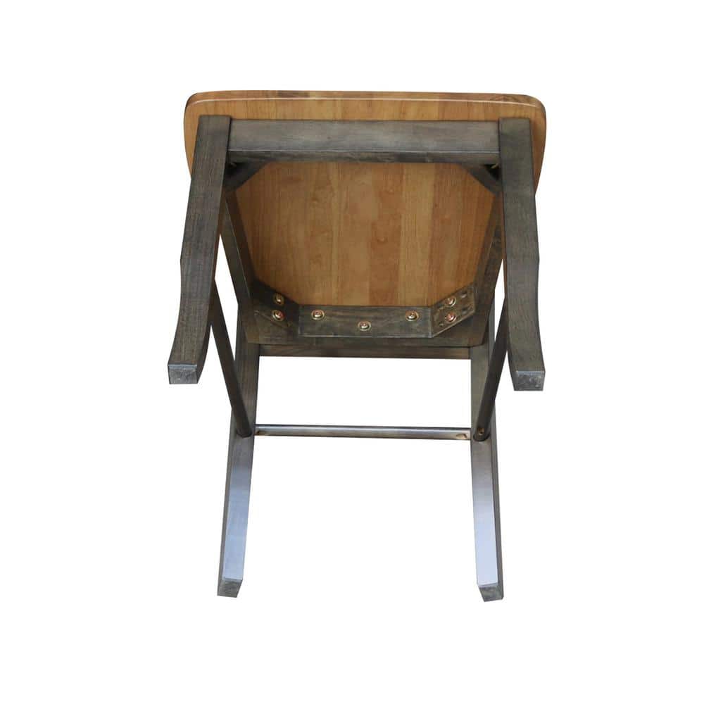 Set of 2 Hickory Washed Coal High Ladderback Side Chairs