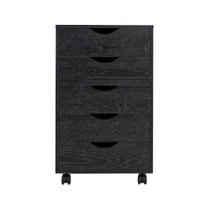 5-Drawer Distressed Black 26 in. H x 16 in. W x 16 in. D Wood Lateral File Cabinet