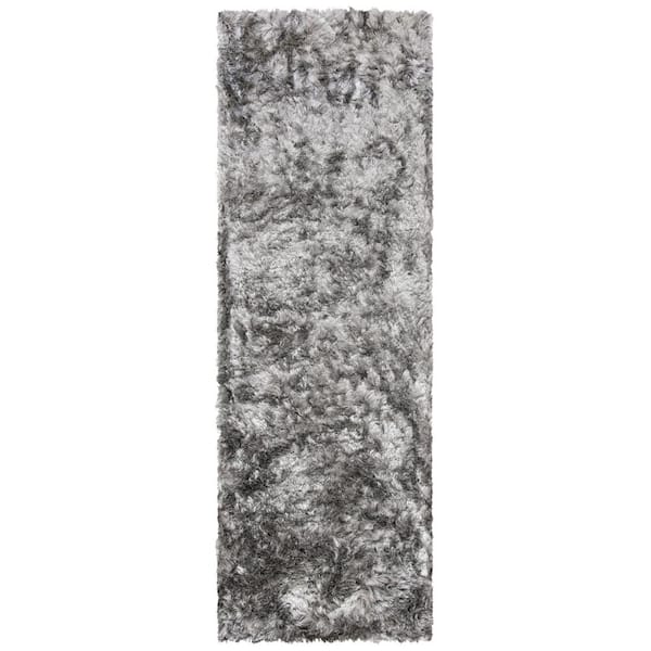 Ocean Shag 2 ft. x 14 ft. Silver Cozy Plush Runner Rug