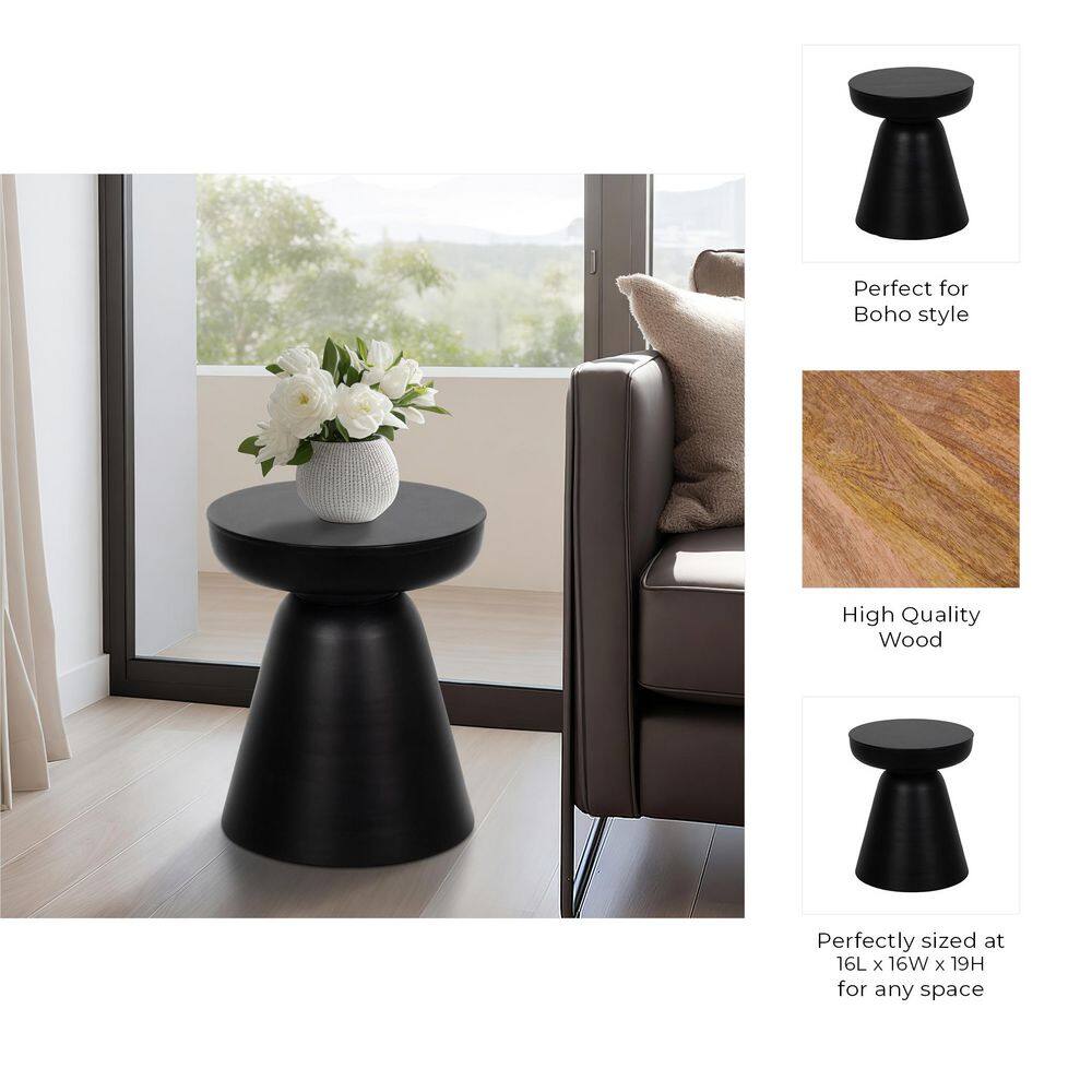 16 in. White Round Wooden Accent Table - thumbnail 6