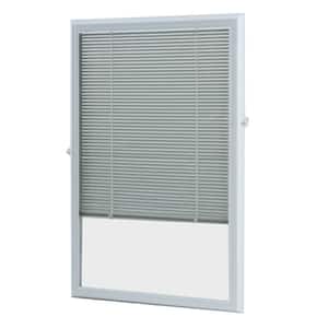 White Cordless Add On Enclosed Aluminum Blinds with 1/2 in. Slats, for 22 in. Wide x 36 in. Length Door Windows