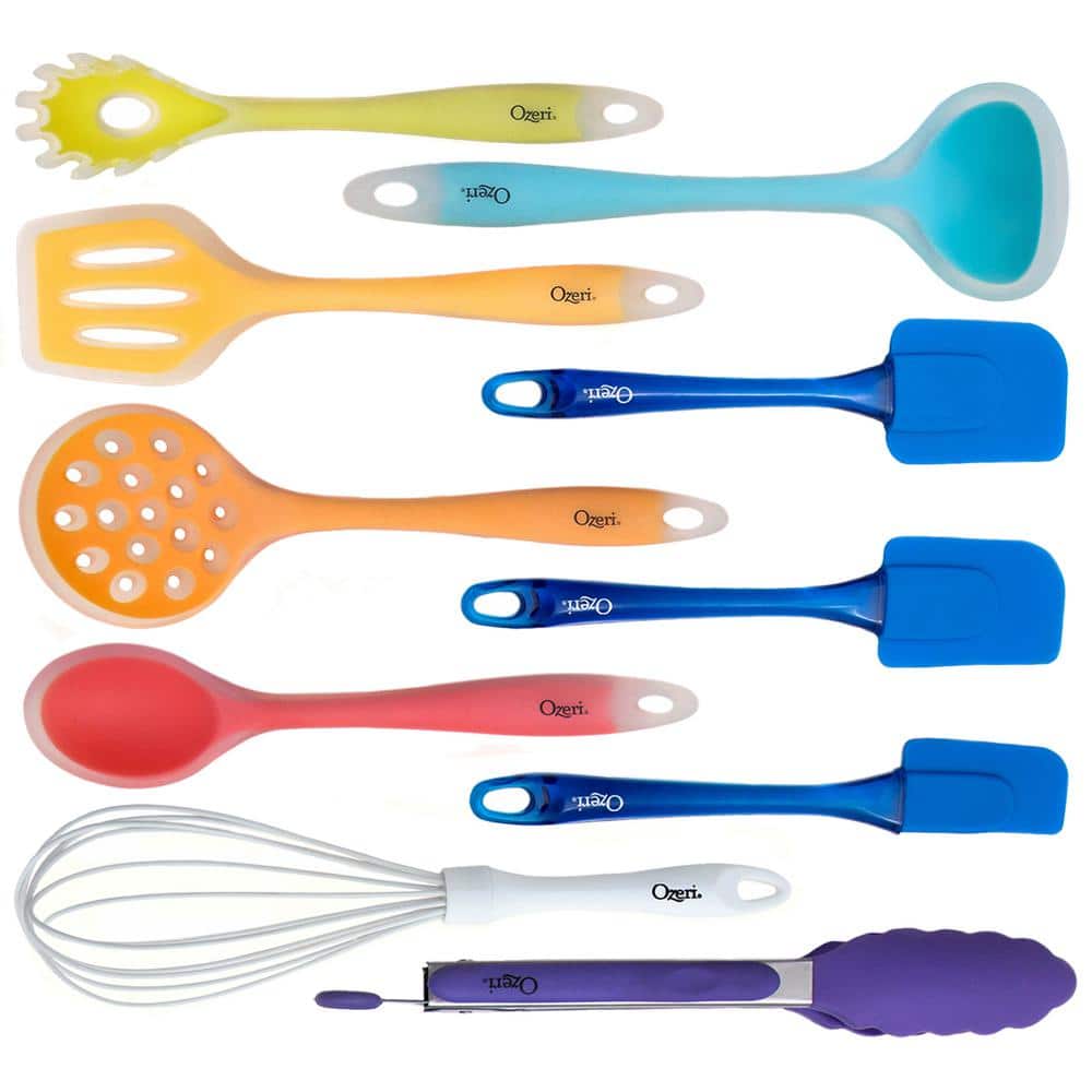 Ozeri 11-Piece Multicolor Silicone Kitchen Utensil Set with Holder