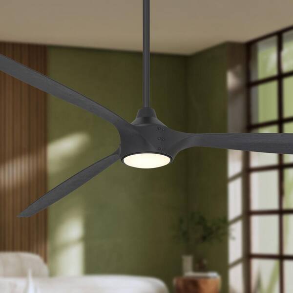 Pierce-84 84 in. Smart Indoor Coal Black Low Profile Ceiling Fan with Integrated LED, Remote Control Included