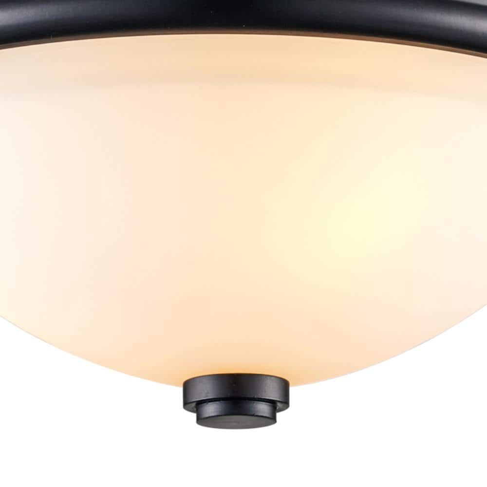 15" Black Frosted Glass Bowl Ceiling Light Fixture