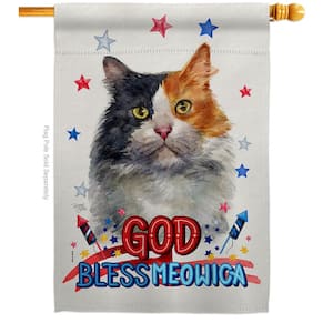 28 in. x 40 in. Patriotic Long Hair Dilute Calico Cat House Flag Double-Sided Animals Decorative Vertical Flags