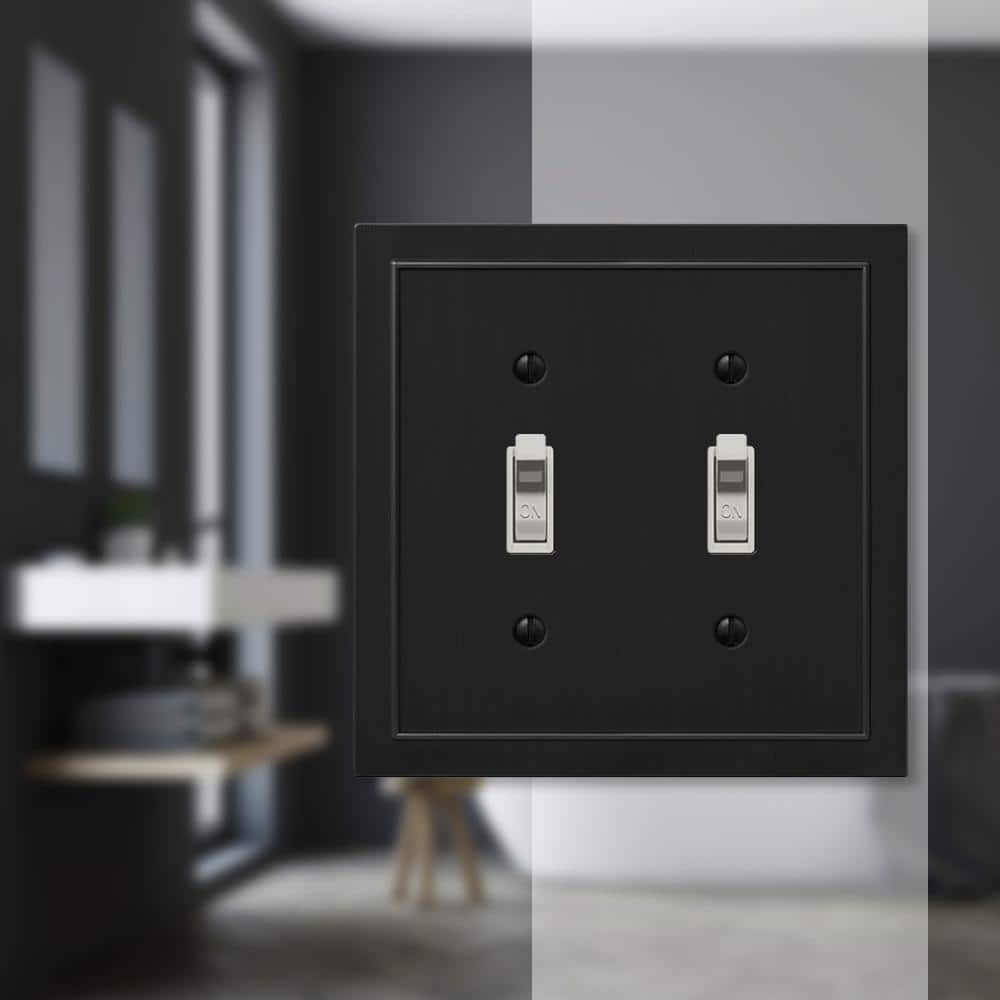 Bethany Black Metal 2-Gang Toggle Light Switch Wall Plate