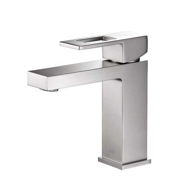 Single Handle Lever Handle Single Hole Bathroom Sink Faucet with Supply Lines and Adjustable Flow Rate in Brushed Nickel