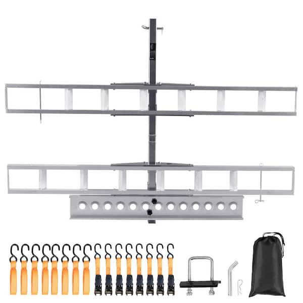 Motorcycle Carrier, 2-Bike 600 lbs. Aluminum Motorcycle Carrier Hitch Mount, Bike Trailer Hauler, Loading Ramp