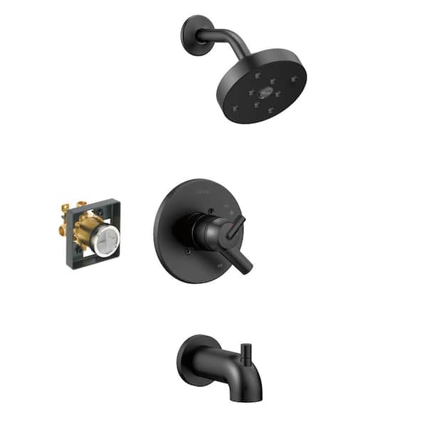 Delta Trinsic Single Handle 1-Spray Tub and Shower Faucet 1.75 GPM in Matte Black Valve Included