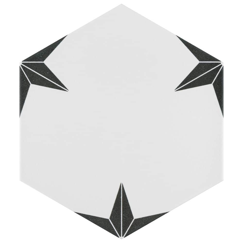 Merola Tile Stella Hex Nero 8-5/8 in. x 9-7/8 in. Porcelain Floor